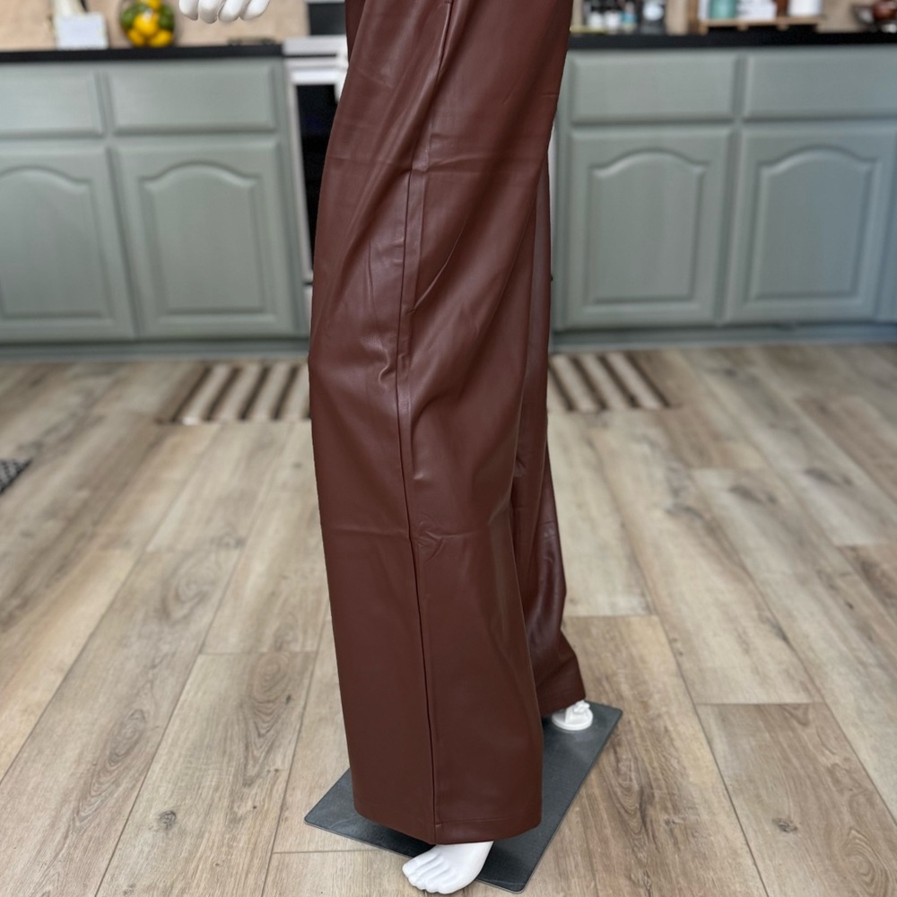 NWOT PU Leather Pants Brown Women's Size Large SUPER SOFT! - Picture 7 of 16
